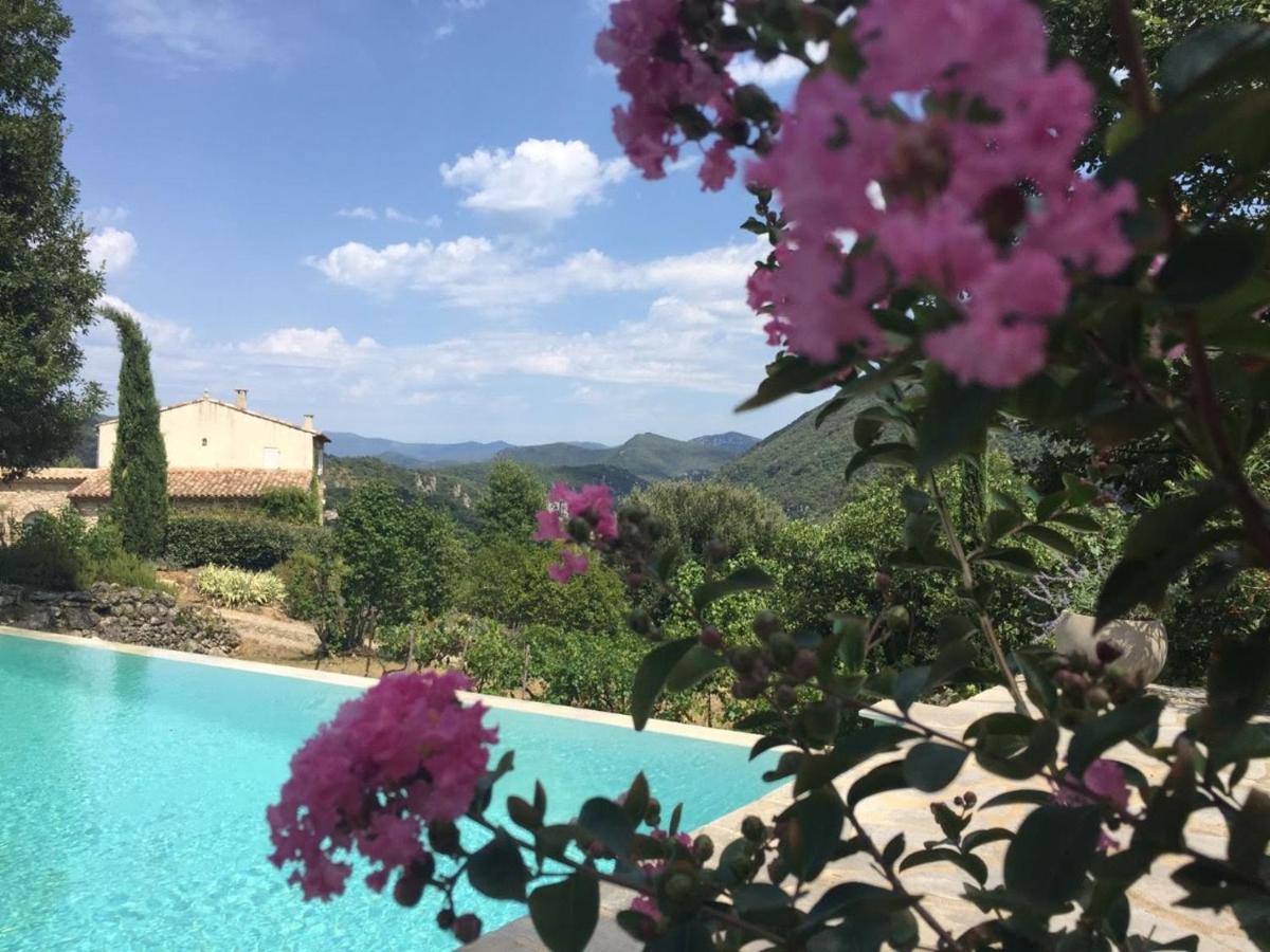Gite En Cevennes Du Sud, Bergerie Restauree Au Rez De Jardin D'Une Bastide Avec Piscine, Vue Exceptionnelle, Authenticite Et Confort Saint-Laurent-le-Minier 外观 照片