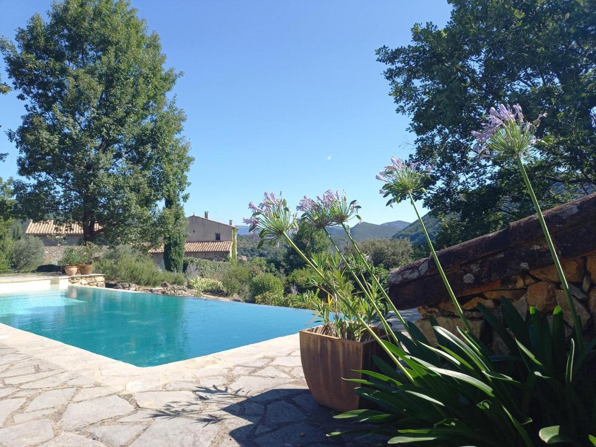 Gite En Cevennes Du Sud, Bergerie Restauree Au Rez De Jardin D'Une Bastide Avec Piscine, Vue Exceptionnelle, Authenticite Et Confort Saint-Laurent-le-Minier 外观 照片
